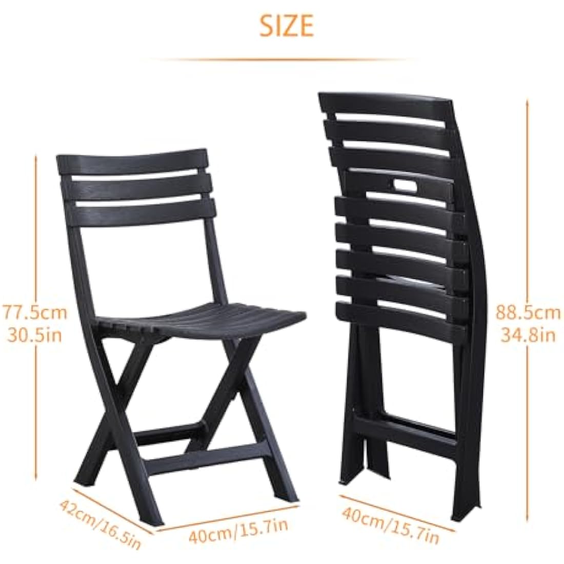 BOOSDEN Folding Plastic Chairs 4 Pack | Portable Outdoor Patio Seating