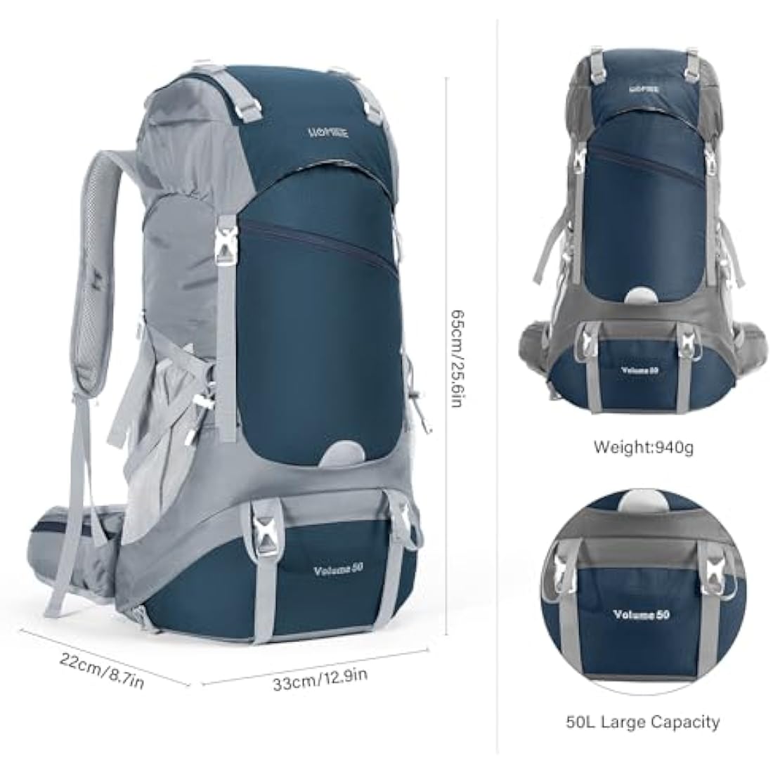 HOMIEE 50L Waterproof Hiking Backpack – Lightweight Trekking Rucksack