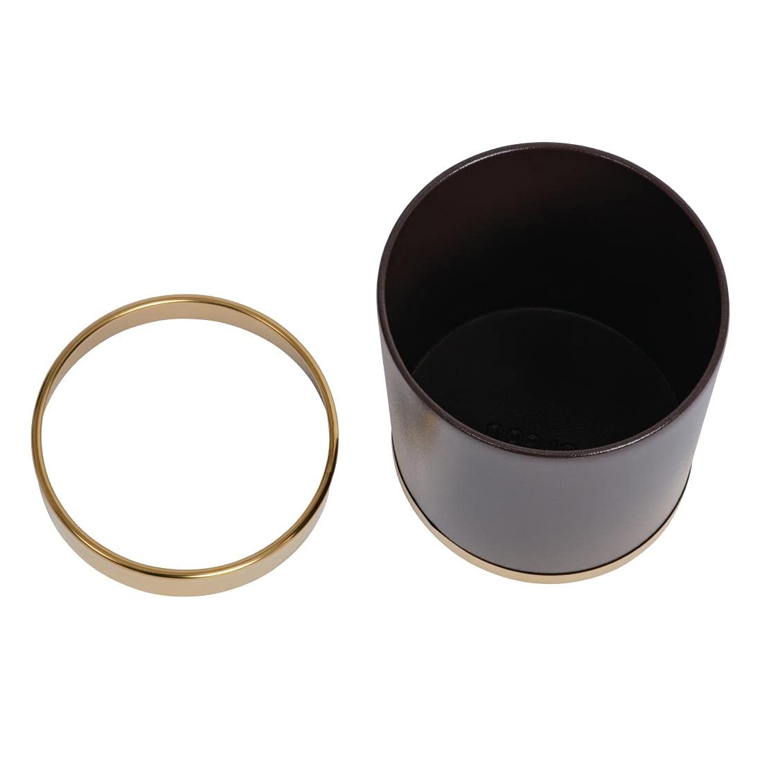 Bolero Leather Effect Waste Paper Bin with Gold Rim – Brown 280x224mm