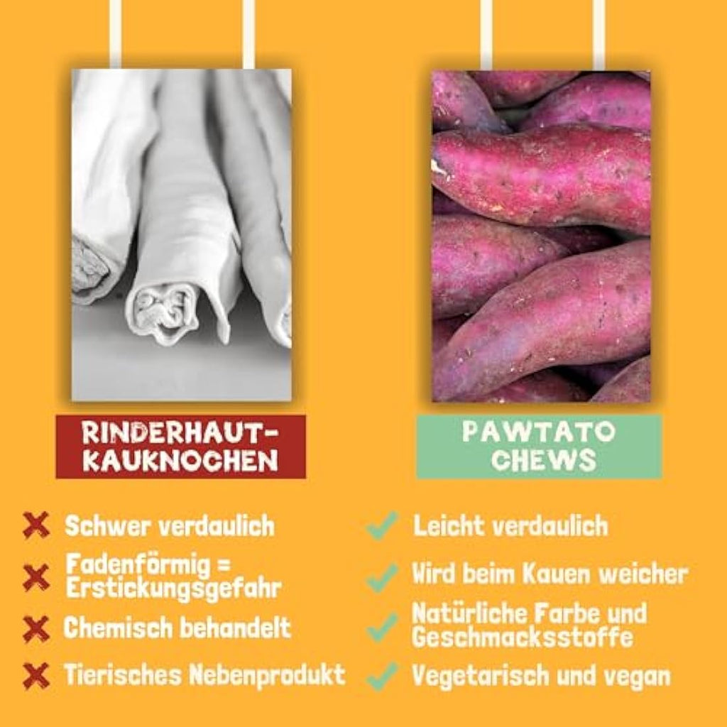 Pawtato Vegan Dog Chews – Sweet Potato & Rice Rawhide-Free Knots (12x150g)