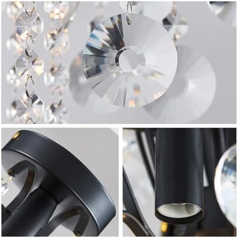 Modern Crystal Chandelier – 5-Light Black Pendant Ceiling Light