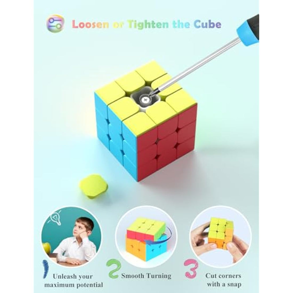 Roxenda Speed Cube Set | 2x2 3x3 4x4 Pyramid Stickerless Magic Cubes