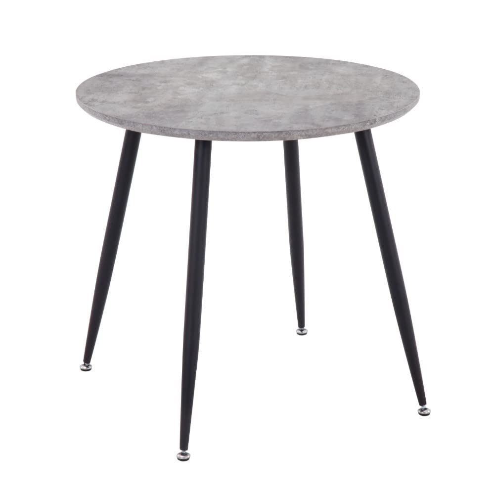 GOLDFAN Round Dining Table – 80cm Industrial Grey Wood & Metal Legs