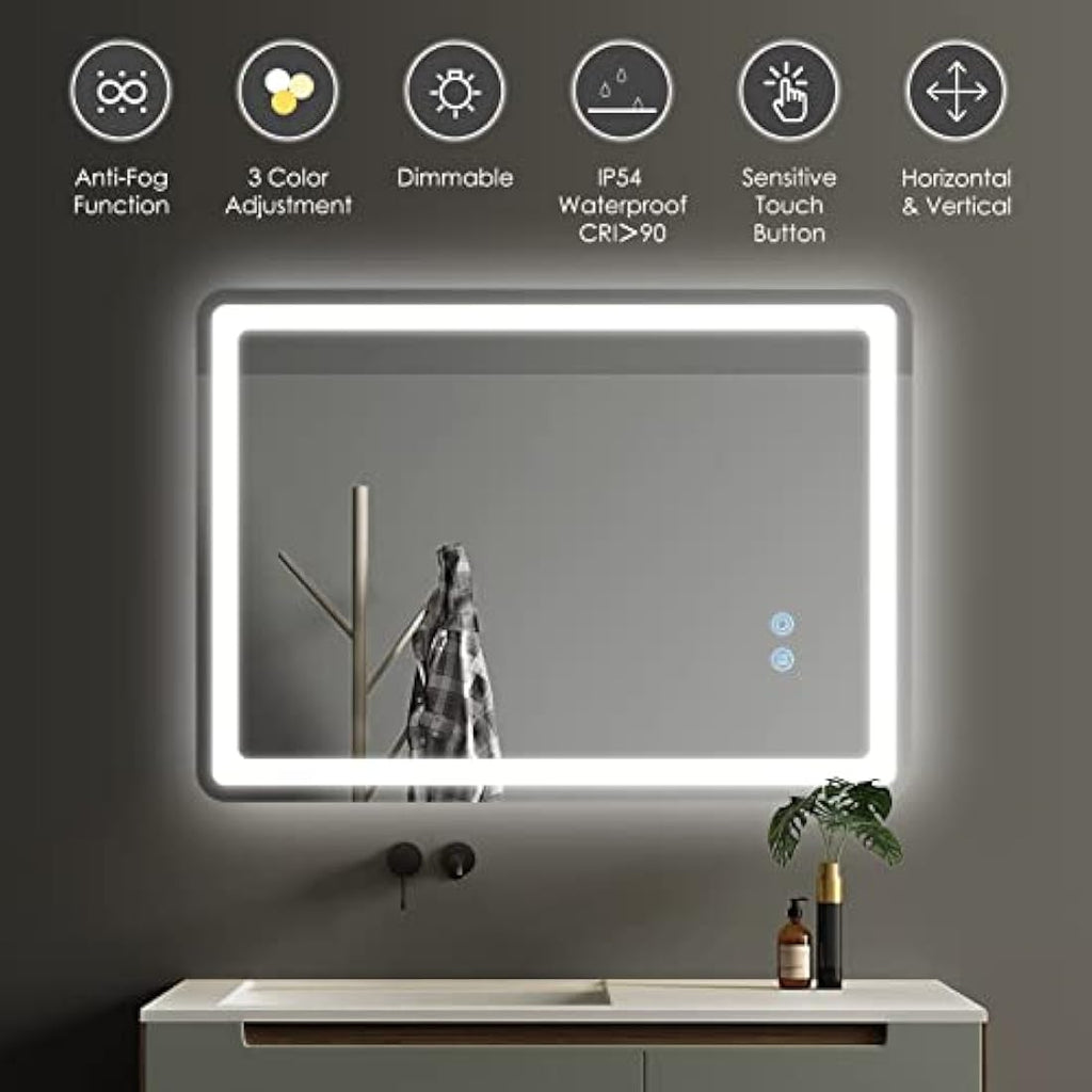 LED Bathroom Mirror | 50x70cm Anti-Fog Dimmable Vanity