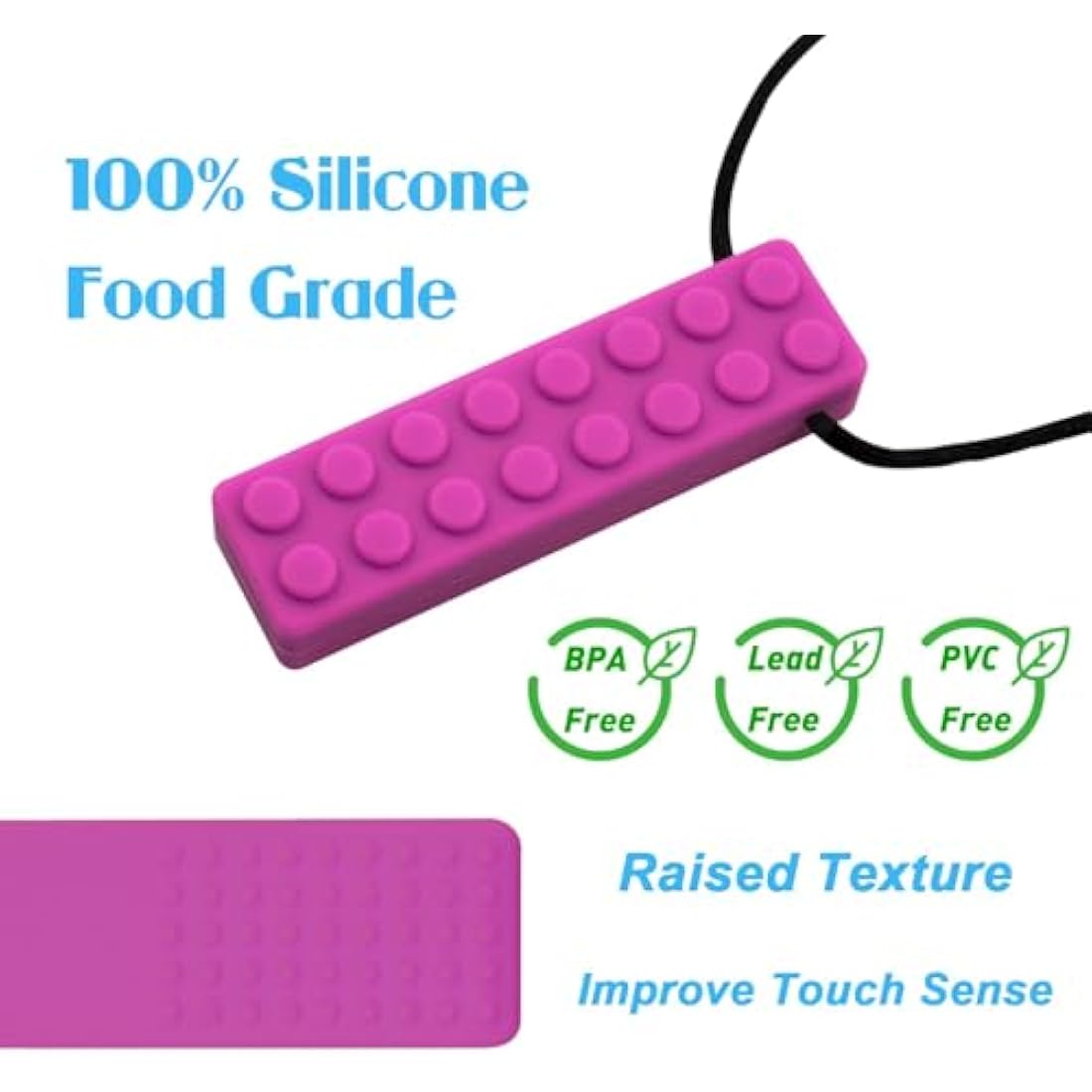 Novelfun Sensory Chew Necklace - 5 Pack Food-Grade Silicone Fidget Toy