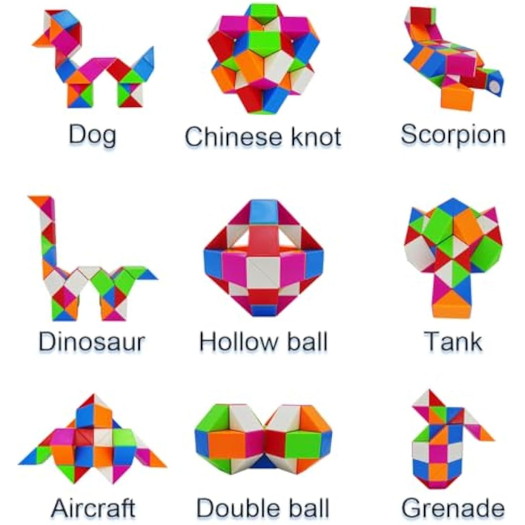 EACHHAHA Magic Snake Cube 48 Parts – Rainbow Fidget Twist Puzzle Toy
