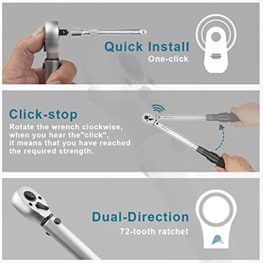 Awang 3/8" Drive Click Torque Wrench | 20-140NM High Accuracy Ratchet