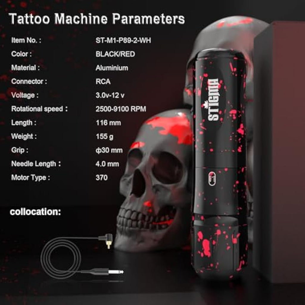 STIGMA P89 Rotary Tattoo Machine Kit | Professional Pen with 20 Cartridges