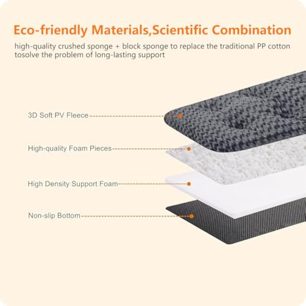 HMTOPE Orthopaedic Dog Bed – Washable Fleece Mat, Dark Grey, 90 cm