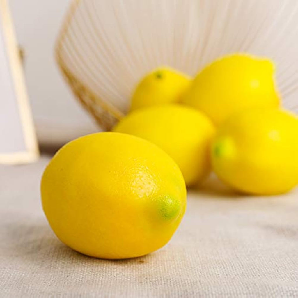 Veryhome Artificial Lemons – 6pcs Realistic Fake Fruit for Kitchen Decor