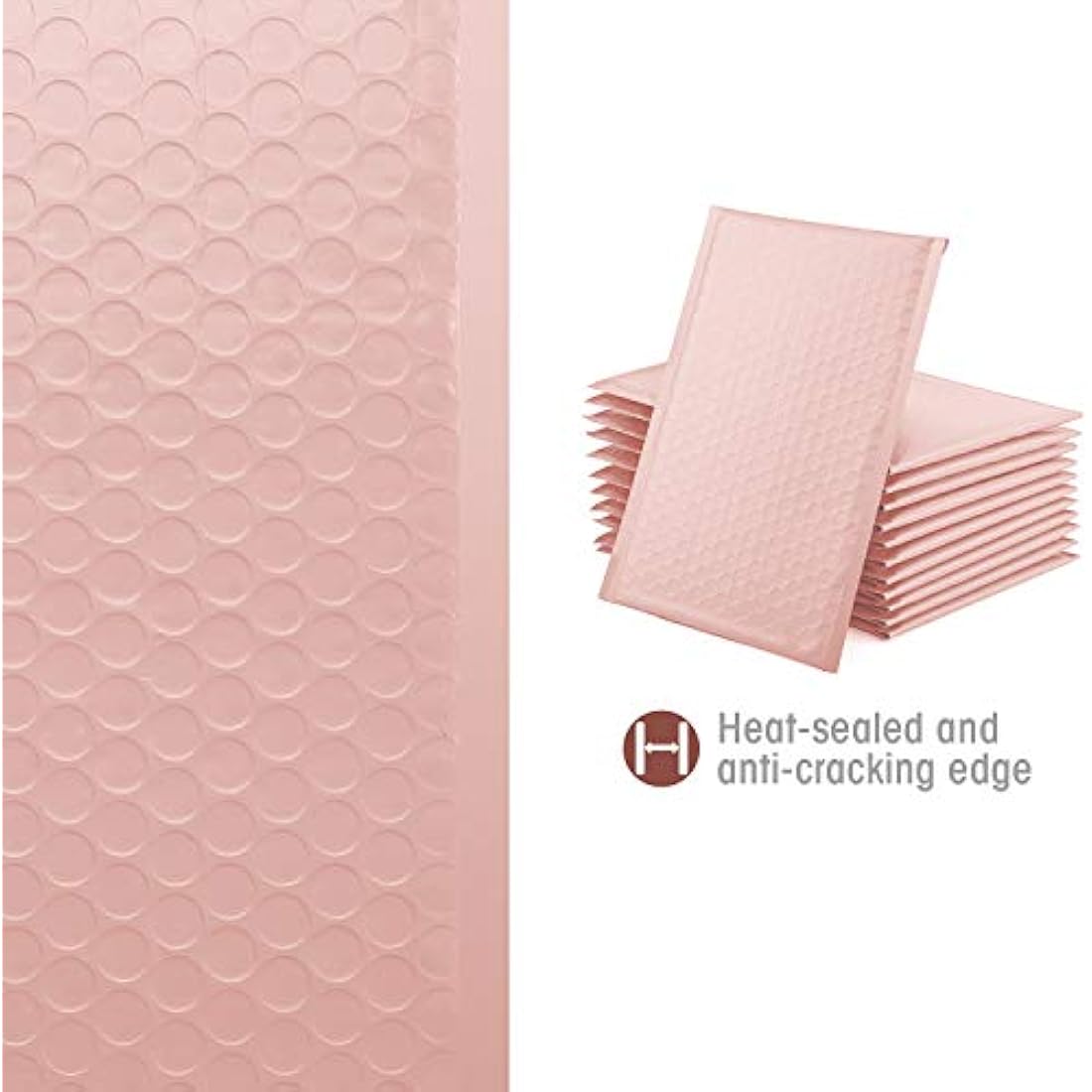 Switory Poly Bubble Mailers – 50 Pack Pale Pink Padded Envelopes 10x17cm