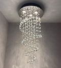 A1A9 Crystal Chandelier – Modern K9 Raindrop Spiral Flush Mount Light