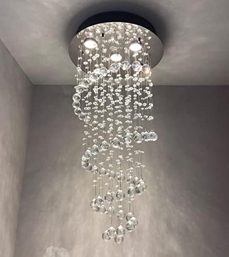A1A9 Crystal Chandelier – Modern K9 Raindrop Spiral Flush Mount Light