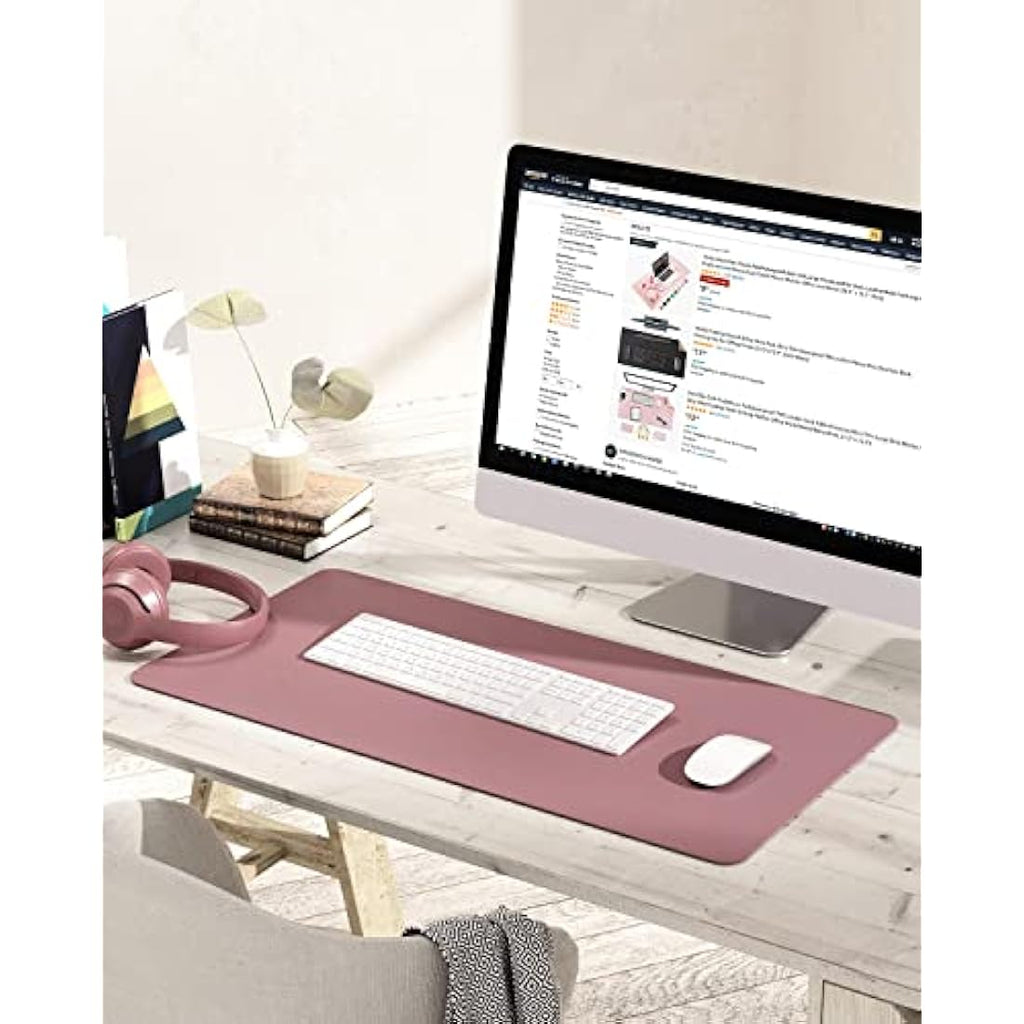 YSAGi Leather Desk Pad – Waterproof Non-Slip Office Writing Mat, Dark Pink
