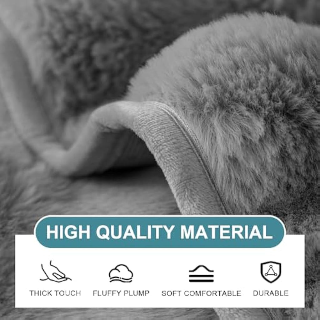 SHANNA Thick Rabbit Plush Sofa Cover – Non-Slip Faux Fur Sectional Slipcover