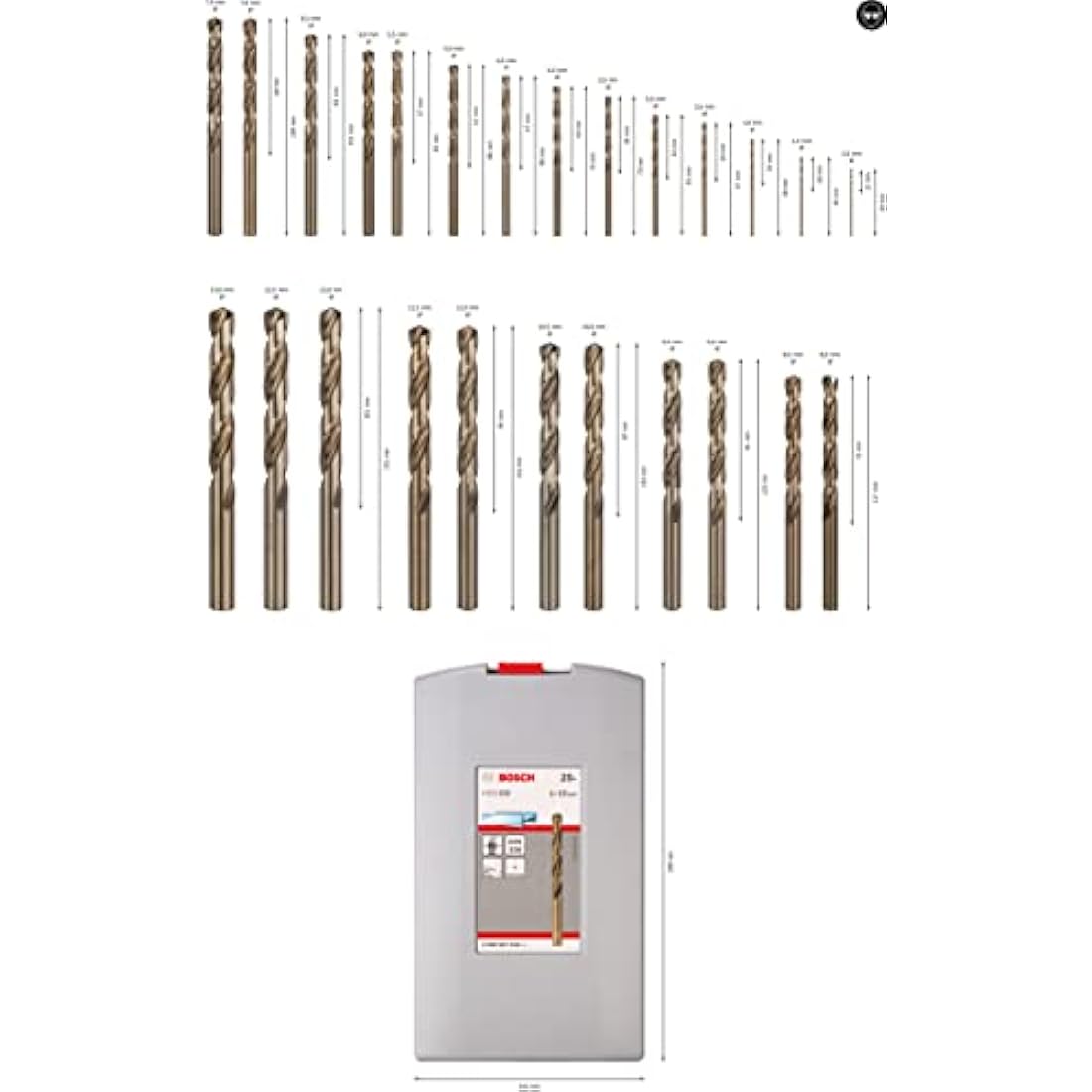Bosch Professional 25pc HSS-Cobalt Metal Drill Bit Set for Stainless Steel