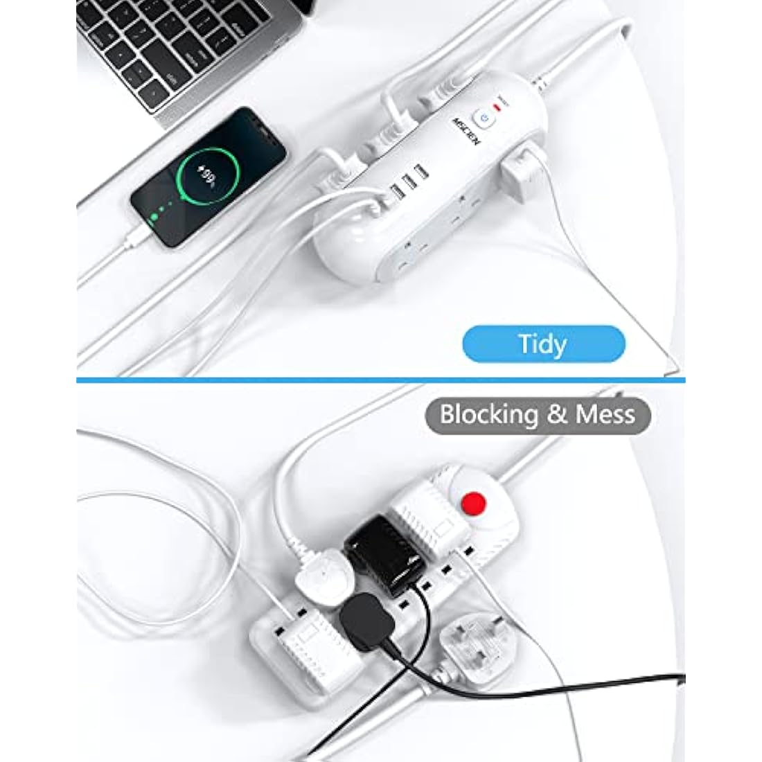 Mscien 5M Extension Lead | 6 Way Power Strip with 5 USB Ports & USB-C