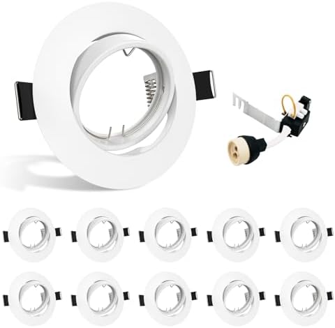 HiBay 10-Pack GU10 Recessed Ceiling Downlights | White Rotatable Spotlights