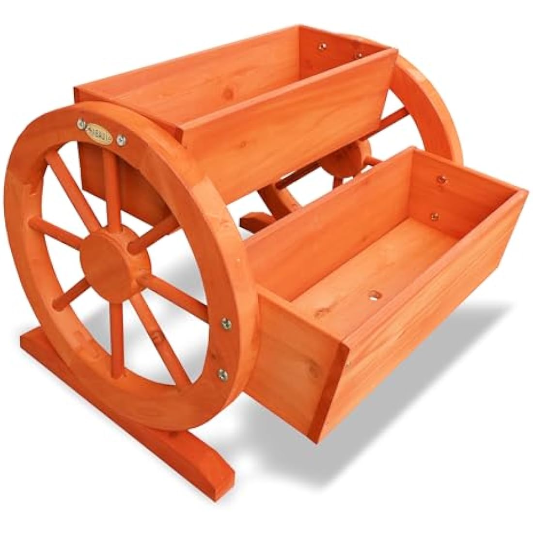 Habau Wooden Wagon Wheel Flower Box – Solid Pine Herb Planter