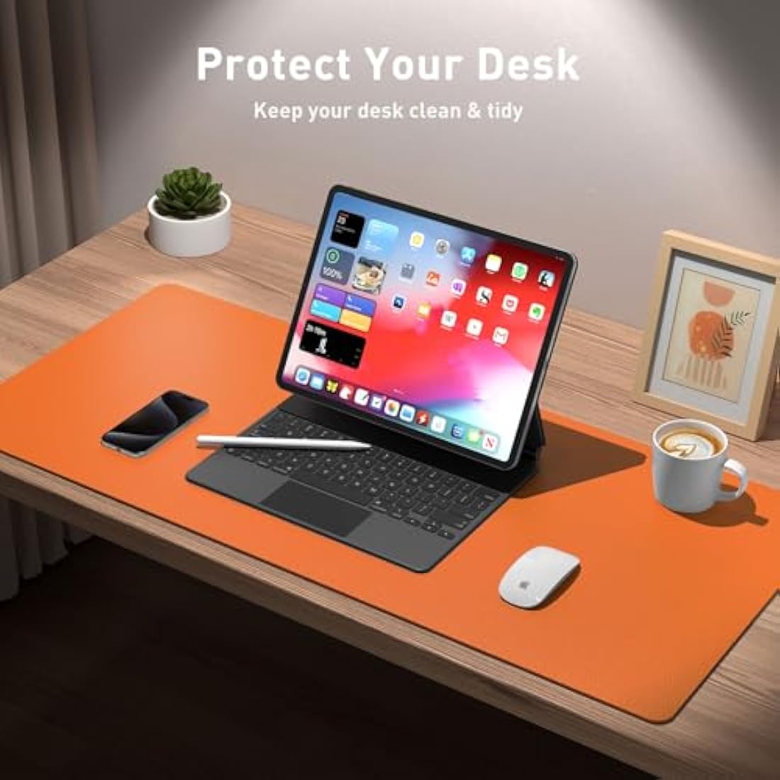 Aothia PU Leather Desk Mat – Non-Slip Waterproof Office Pad, 60x35cm