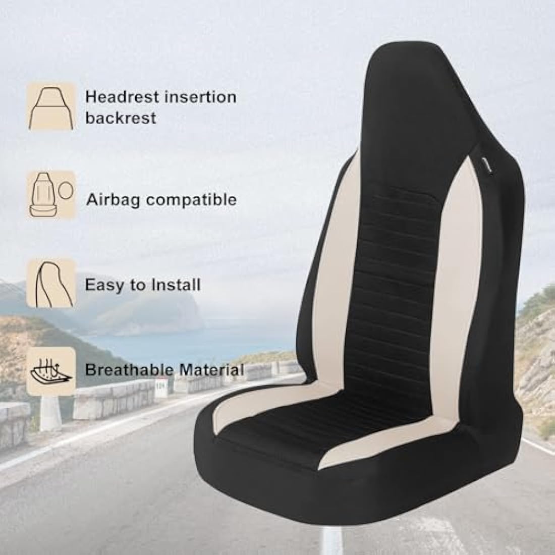 AUTOYOUTH Universal Car Seat Covers | Airbag Compatible Front Pair, Beige