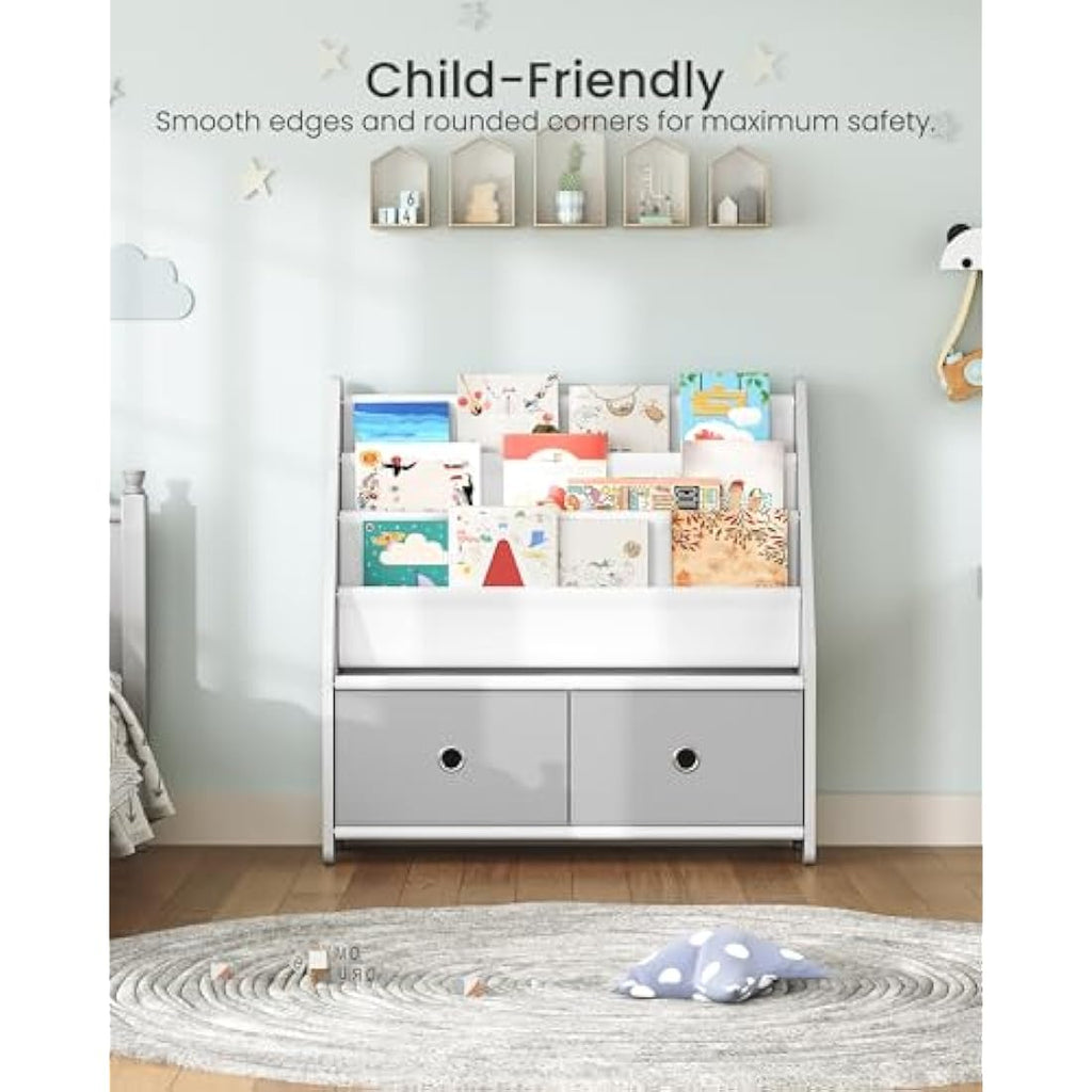 Kids Bookshelf – 4 Tier Children's Bookcase with Toy Storage