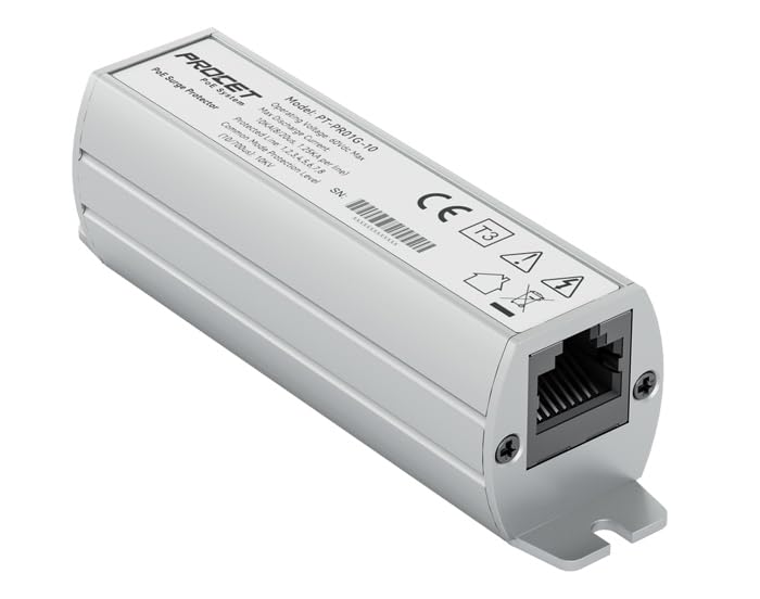 PROCET Gigabit Ethernet Surge Protector | 10Gbps 120W PoE++ RJ45 Arrestor