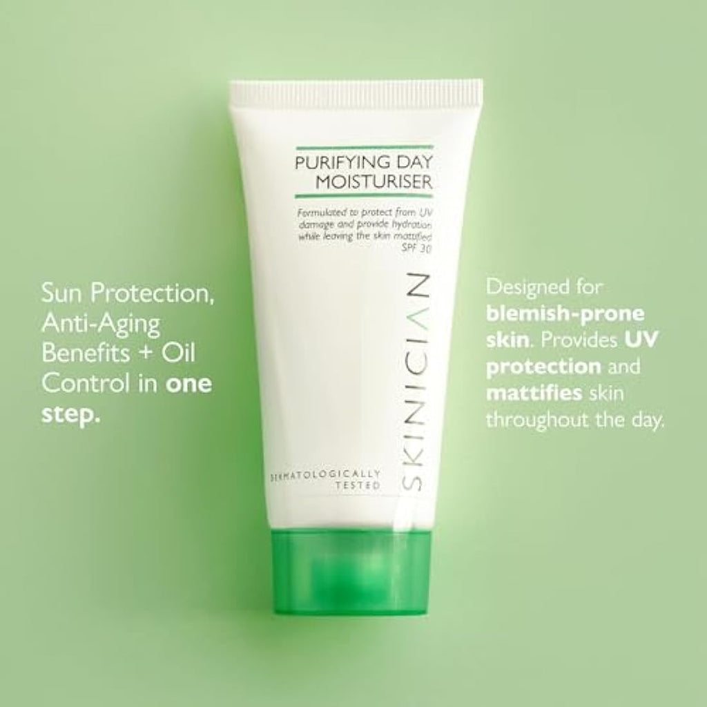 SKINICIAN Purifying Day Moisturiser SPF30 | Mattifying Face Cream 50ml