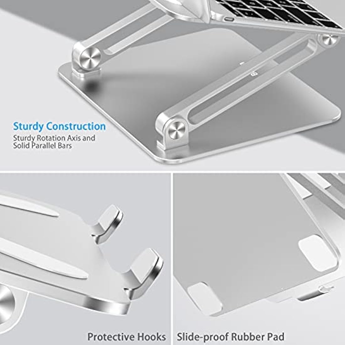 BoYata Laptop Stand – Adjustable Aluminum Ergonomic Riser, Silver