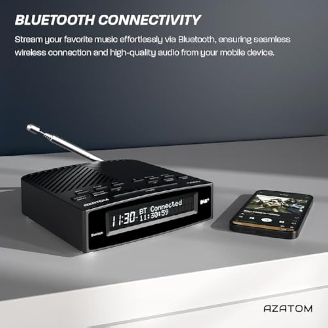 Azatom Horizon 2 DAB+ FM Radio | Dual Alarm Clock with Bluetooth & USB