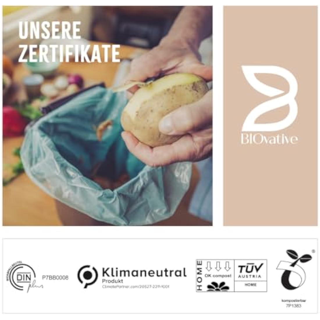 Jolof Store 6L Bio-Müllbeutel mit Griff – Kompostierbar & Reißfest (200 Stk)