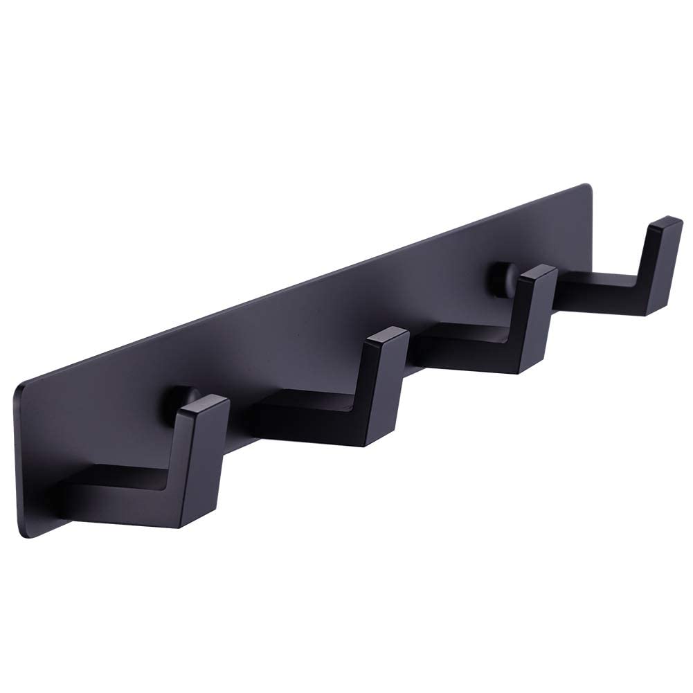 BOOKARROW Matte Black Bathroom Towel Hooks | 4-Pack Stainless Steel