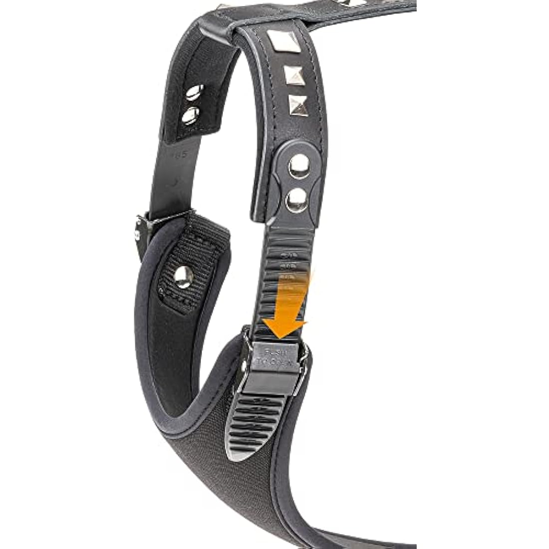 Ferplast Giotto Luxor Leather Dog Harness with Pyramid Studs - Black