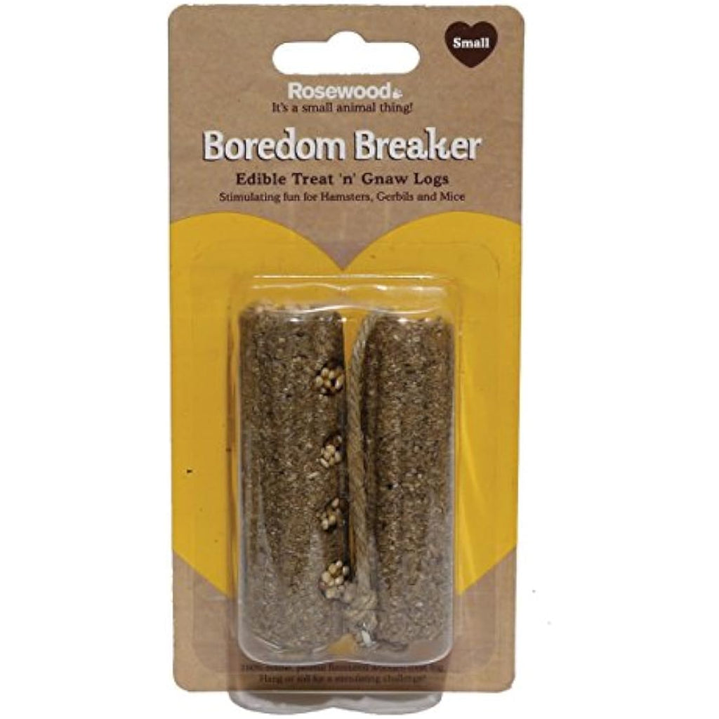 Rosewood Edible Treat 'n' Gnaw Logs – 2-Pack Peanut Small Pet Chew Toys
