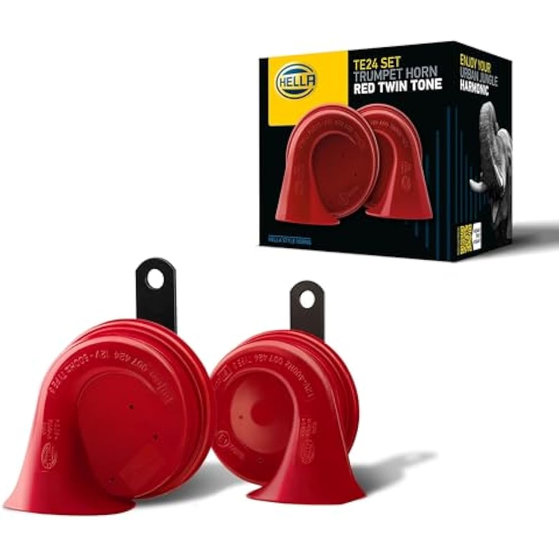 HELLA TE24 Trumpet Horn Set | 12V 110dB High/Low Tone Electric Horns