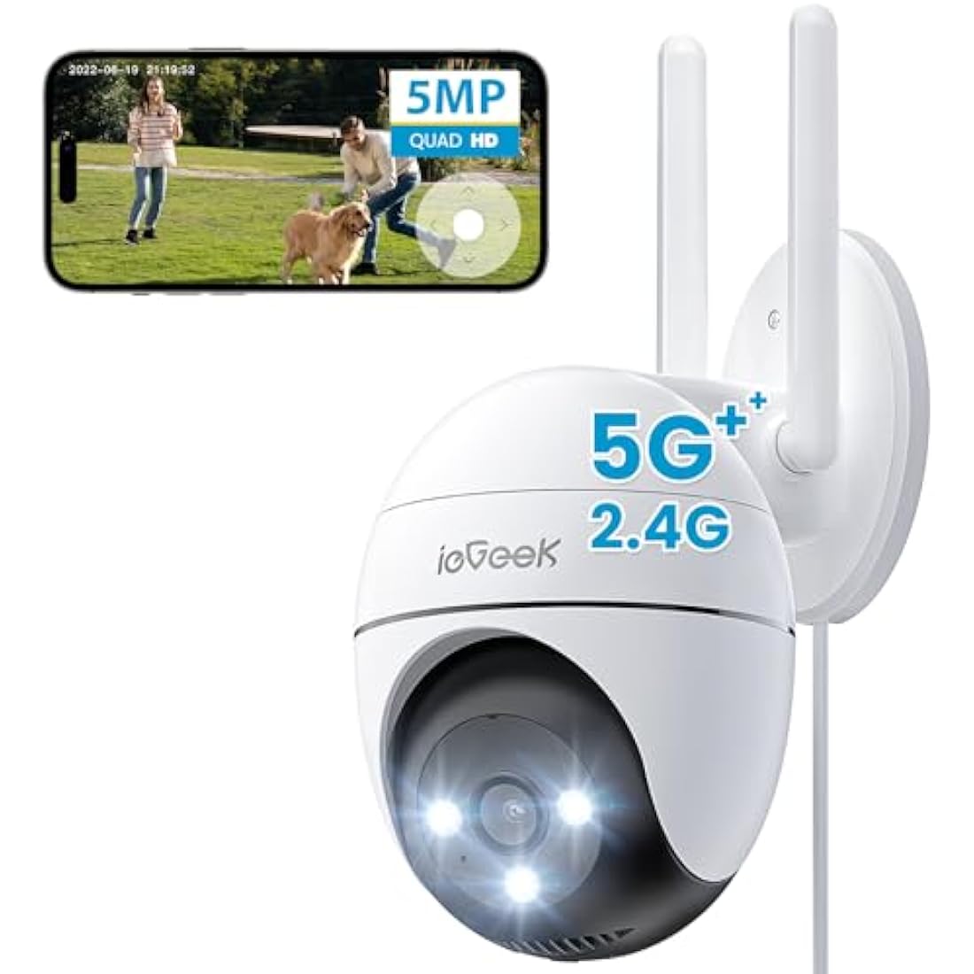 ieGeek 5MP Outdoor Security Camera – 360° PTZ Dual-Band WiFi CCTV