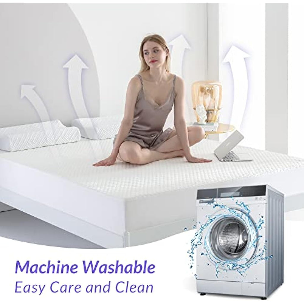 Coriwell Super King Waterproof Mattress Protector – Bamboo Deep Pocket White