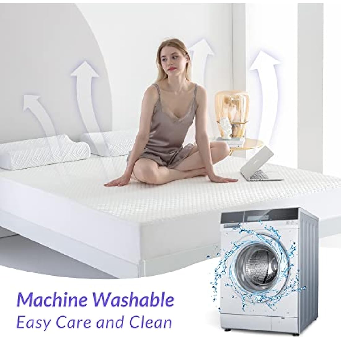 Coriwell Super King Waterproof Mattress Protector – Bamboo Deep Pocket White