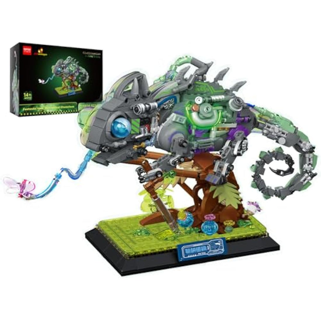 JMBricklayer Mechanical Chameleon Building Set | Neon Model Kit (827 Pcs)