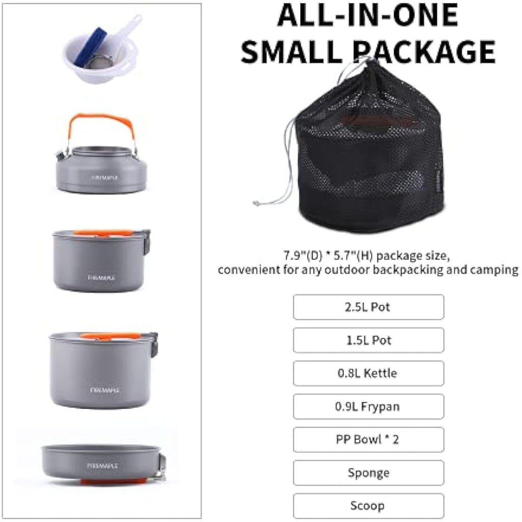 Fire-Maple Feast 4 Camping Cookware Set | 12pc Anodized Aluminum Kit