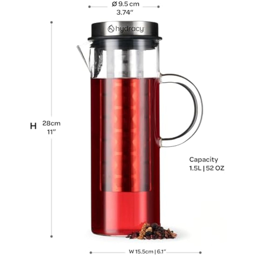 Hydracy 1.5L Glass Infusion Carafe – Borosilicate Cold Brew Maker