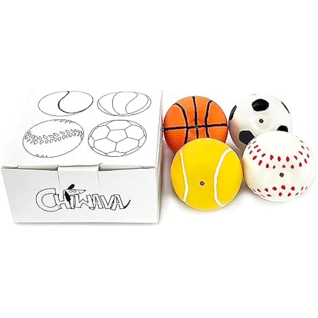 Squeaky Latex Dog Toy Balls – 4 Pack Small Puppy Fetch Set