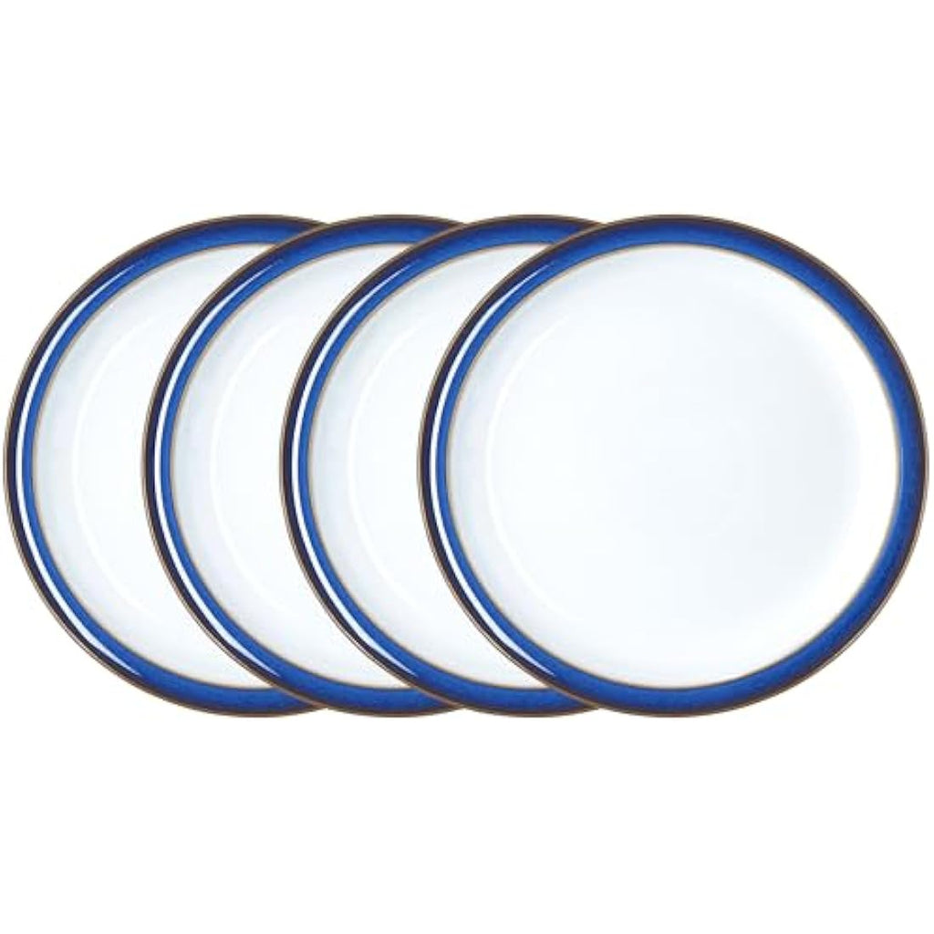Denby Imperial Blue Medium Plates – Set of 4 Ceramic Stoneware 22cm