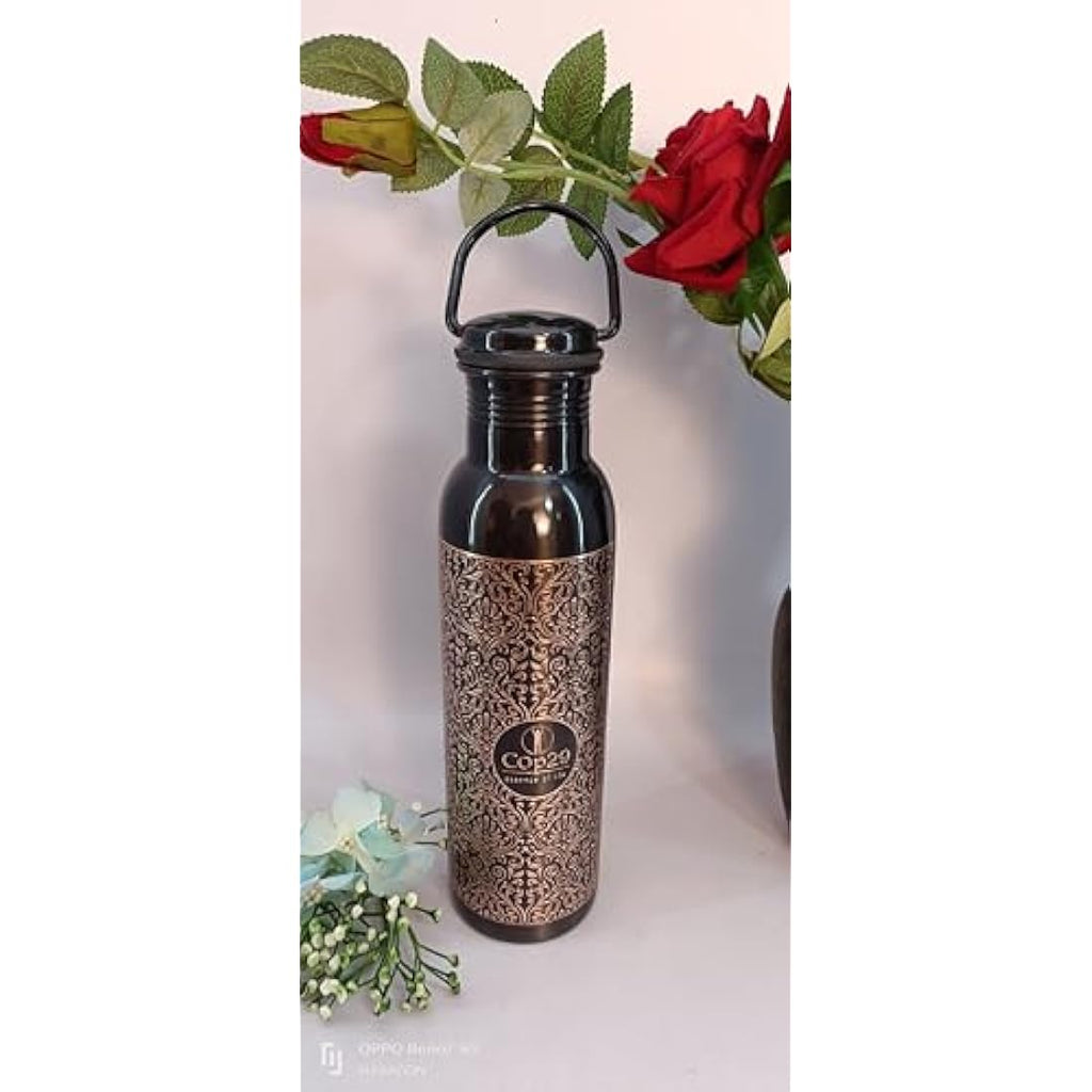 Jolof Store Handcrafted Antique Copper Water Bottle - 900ml Leak Proof
