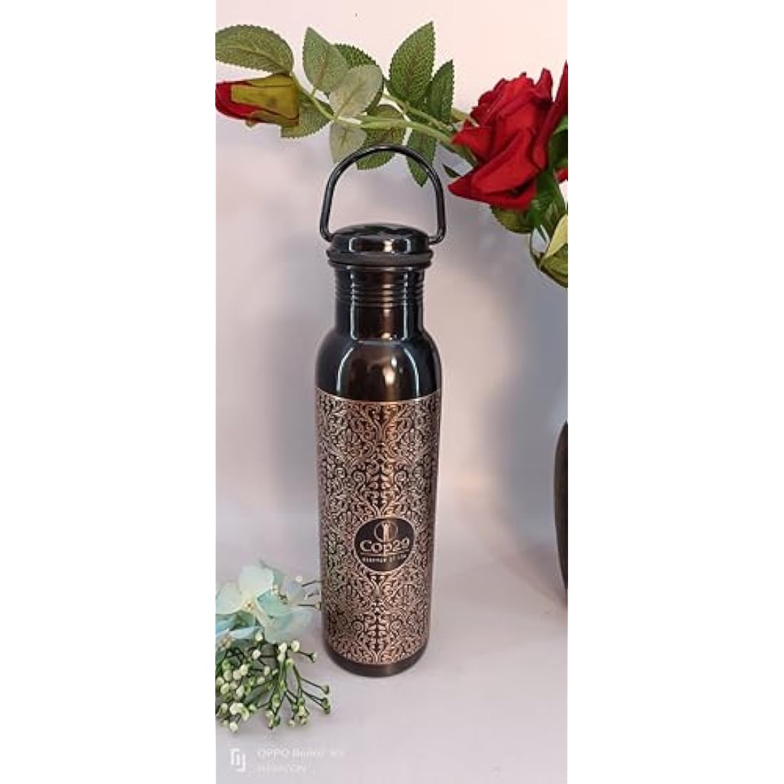Jolof Store Handcrafted Antique Copper Water Bottle - 900ml Leak Proof