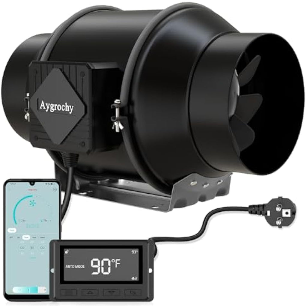 Aygrochy 6 Inch WiFi Inline Duct Fan | Smart EC Motor Grow Tent Fan