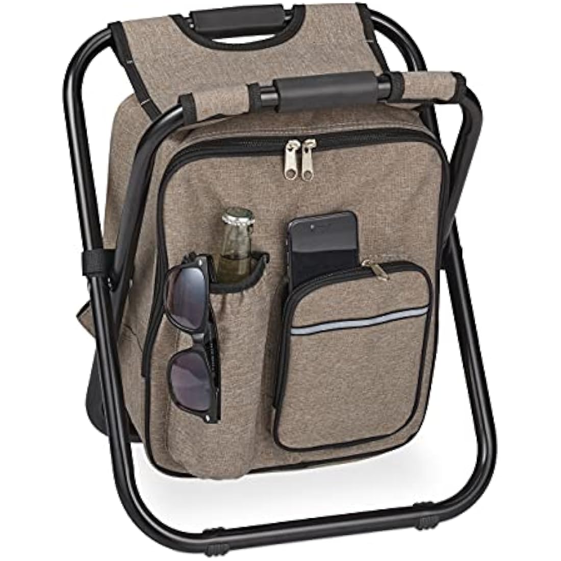 Folding Camping Stool with Bag – Lightweight Beige Iron Seat
