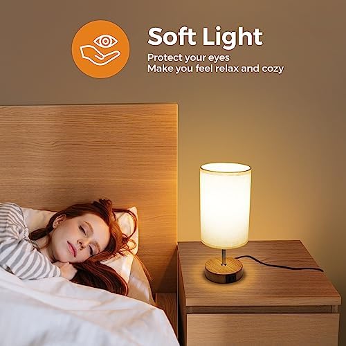 Suright Touch Bedside Lamps Set of 2 | 3-Way Dimmable with USB A+C