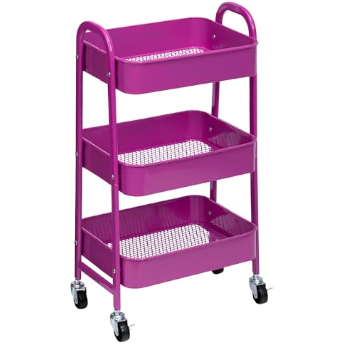 DOEWORKS 3-Tier Metal Rolling Utility Cart - Slim Storage Trolley, Purple