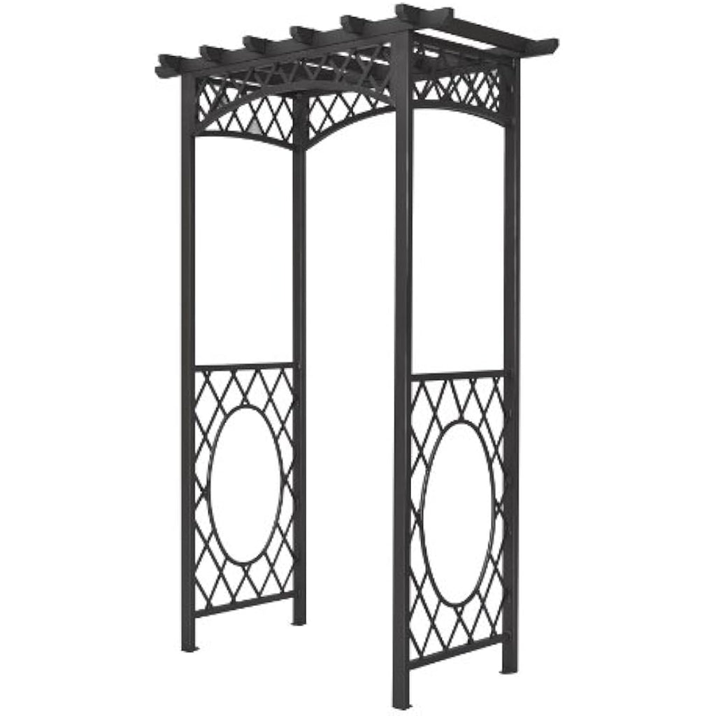 Rowlinson Wrenbury Garden Arch – Gunmetal Grey Lattice Steel Arbor